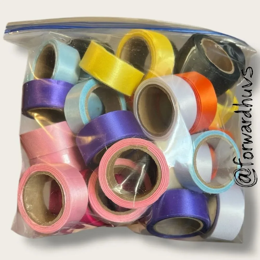 40-Roll Ribbon Lot – 1 Gallon Bag – 8 Colors – Craft Supply